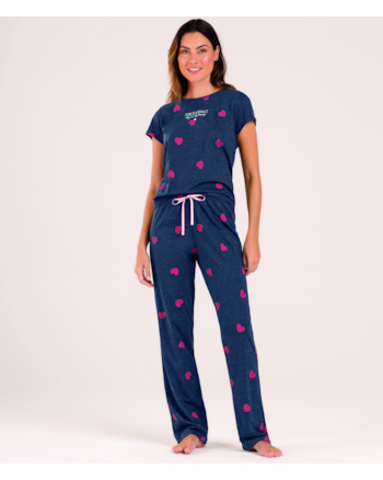 Pijama Calça Manga Curta Cor Com Amor