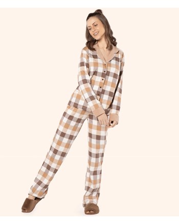 Pijama Calça Manga Longa Abotoado Lua Encantada