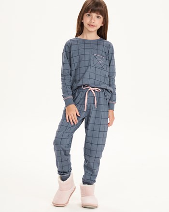 Pijama Feminino Infantil Calça Manga Longa Cor Com Amor