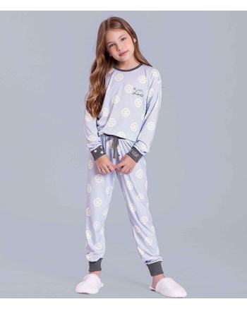 Pijama Infantil Calça Manga Longa Lua Lua