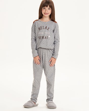 Pijama Infantil Feminino Calça Manga Longa Cor Com Amor