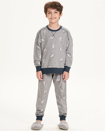 Pijama Infantil Masculino Calça Manga Longa Cor Com Amor